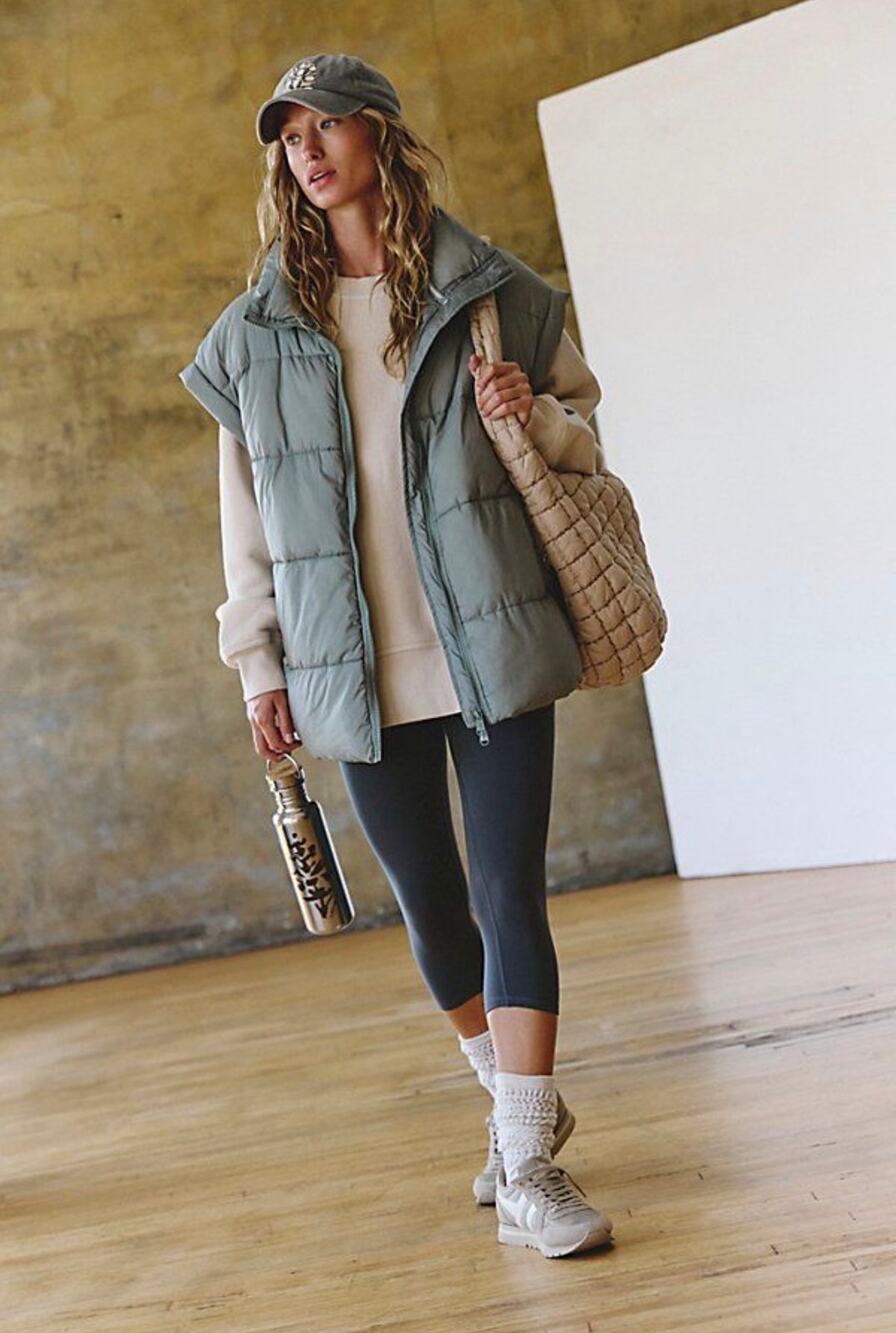 Free People FP Movement Puffer Vest Greyed Olive Size  S NWT $148
